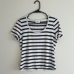 Cyrus Black and White Striped Women's Top
